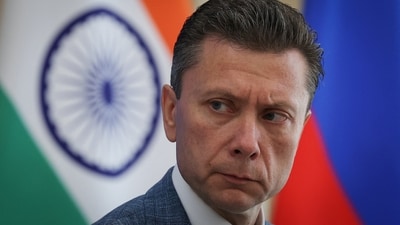 Roman Babushkin, charge d'affaires at the Russian embassy in India, listens to a question during a press conference in New Delhi, on August 20, 2025. (REUTERS)