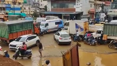 Bengaluru's civic woes were under magnified lens as a video shared on social media showed an ambulance stuck in traffic on an inundated road. (X) Bengaluru's civic woes were under magnified lens as a video shared on social media showed an ambulance stuck in traffic on an inundated road. (X)