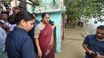 Rekha Gupta, chief minister of Delhi takes the stock of Yamuna River after the rise in the Yamuna Water levels at Yamuna Bazaar on Tuesday (Sanchit Khanna/Hindustan Times) Rekha Gupta, chief minister of Delhi takes the stock of Yamuna River after the rise in the Yamuna Water levels at Yamuna Bazaar on Tuesday (Sanchit Khanna/Hindustan Times)