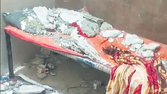 Pregnant woman injured as plaster of ‘dangerous’ building falls off