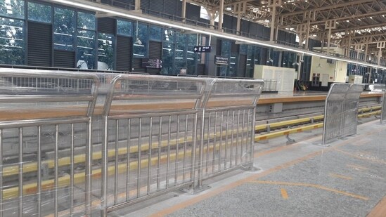 A steel-barricade was installed at Bengaluru's RV Road metro station.