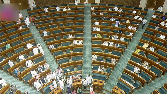 Proceedings of the Lok Sabha underway during the Monsoon Session of Parliament, in New Delhi on Wednesday. (Sansad TV/ANI Video Grab)