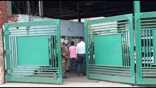 Raid underway at Phagwara-based Golden Sandhar Sugar mill on Wednesday. (HT Photo)