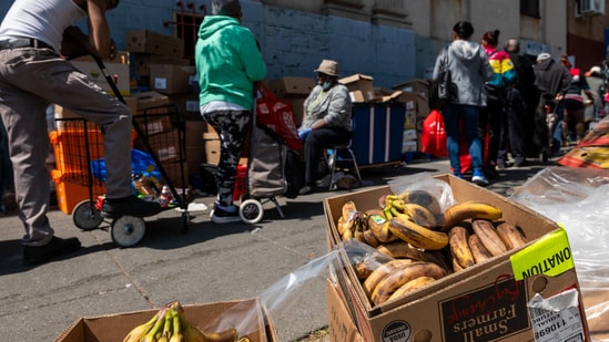 Food distribution at a church in New York, April 23.