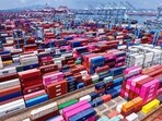 Containers are seen at the port in Qingdao, in China�s eastern Shandong province on August 11,