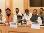 Finance minister Nirmala Sitharaman chairs a meeting of Group of Ministers (GoMs) constituted by the GST Council on Compensation Cess, Health and Life Insurance, and Rate Rationalisation at Vigyan Bhawan, in New Delhi on Aug 20 (@FinMinIndia)