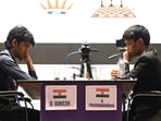 D Gukesh (L) and R Praggnanandhaa (R) during a game.