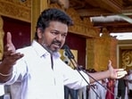 Actor and founder of Tamilaga Vettri Kazhagam (TVK), Vijay addresses the gathering during the party's conference 'Maanadu', in Madurai on Thursday. Actor and founder of Tamilaga Vettri Kazhagam (TVK), Vijay addresses the gathering during the party's conference 'Maanadu', in Madurai on Thursday.