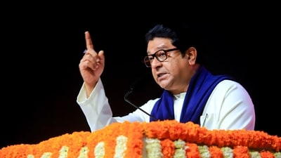 File photo: MNS Chief Raj Thackeray addressing a joint rally in Mumbai in June. (@ShivSenaUBT_ X/ANI Photo) (ShivSena - शिवसेना) File photo: MNS Chief Raj Thackeray addressing a joint rally in Mumbai in June. (@ShivSenaUBT_ X/ANI Photo) (ShivSena - शिवसेना)