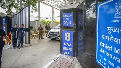 CRPF at the CM’s official residence. (RAJ K RAJ /HT PHOTO)