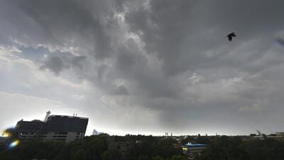 Dark clouds above the Capital on Thursday. (Sanjeev Verma/HT Photo) Dark clouds above the Capital on Thursday. (Sanjeev Verma/HT Photo)