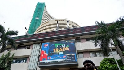 The Bombay Stock Exchange in Mumbai. A sustained 50% US tariff can cut India’s GDP by 1 percentage point over time, even as GST reforms add 0.35-0.45 percentage points by FY27. (Reuters)