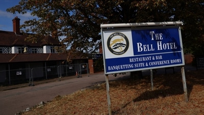 A view of The Bell Hotel, following Tuesday's High Court ruling in London that granted a temporary injunction to stop asylum seekers from being housed at the site, in Epping, Britain, August 20. (REUTERS)