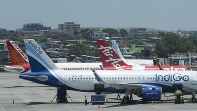 Mumbai, India - May 28, 2020: Planes parked at The Chhatrapati Shivaji Maharaj International Airport. A media tour was conducted witness the preparedness at CSMIA post resuming its domestic air service operation in Mumbai, India, on Thursday, May 28, 2020. (Photo by Satyabrata Tripathy/Hindustan Times) (Satyabrata Tripathy/HT Photo) Mumbai, India - May 28, 2020: Planes parked at The Chhatrapati Shivaji Maharaj International Airport. A media tour was conducted witness the preparedness at CSMIA post resuming its domestic air service operation in Mumbai, India, on Thursday, May 28, 2020. (Photo by Satyabrata Tripathy/Hindustan Times) (Satyabrata Tripathy/HT Photo)
