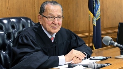Providence municipal court judge Frank Caprio sits on a bench on August 10, 2017. (AP) Providence municipal court judge Frank Caprio sits on a bench on August 10, 2017. (AP)