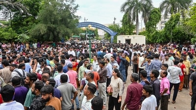 Ahmedabad: People gather at Seventh Day Adventist Higher Secondary School premises after an incident of mob vandalism, in Ahmedabad, Wednesday, Aug. 20, 2025. (PTI) Ahmedabad: People gather at Seventh Day Adventist Higher Secondary School premises after an incident of mob vandalism, in Ahmedabad, Wednesday, Aug. 20, 2025. (PTI)