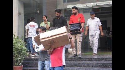 The recoveries from the call centres being taken away, in IT Park, Sector 22, Panchkula. (Sant Arora/HT) The recoveries from the call centres being taken away, in IT Park, Sector 22, Panchkula. (Sant Arora/HT)