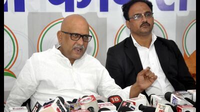 UP Congress chief Ajay Rai addressing a press conference in Lucknow on August 21. (HT photo) UP Congress chief Ajay Rai addressing a press conference in Lucknow on August 21. (HT photo)