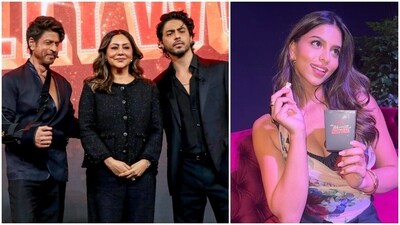 Shah Rukh Khan, Aryan Khan, Suhana Khan, and Gauri Khan at The Ba***ds of Bollywood preview. Shah Rukh Khan, Aryan Khan, Suhana Khan, and Gauri Khan at The Ba***ds of Bollywood preview.
