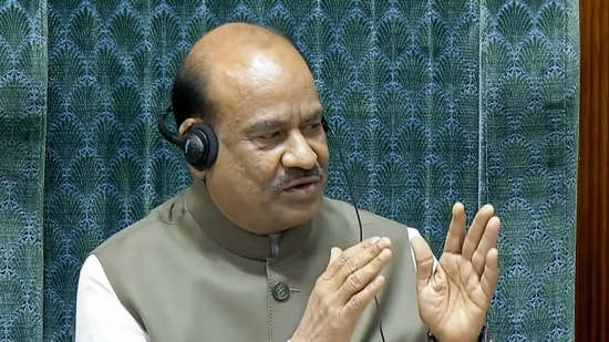 Lok Sabha Speaker Om Birla conducts the proceedings of the house during the Monsoon Session of Parliament, in New Delhi. (Sansad TV )
