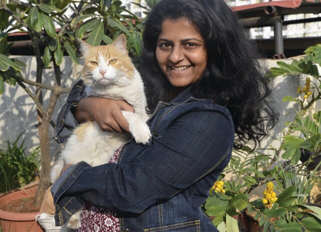 Minal Kavishwar’s cat Cookie, 16, worked with people with severe anxiety before she retired.