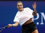 Aryna Sabalenka during a practice session. (Getty Images via AFP)