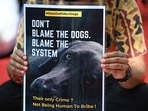 Dog lovers staged a Dharna Protest to raise their voice to 'Save Delhi NCR dogs' at Jantar Mantar in New Delhi on Thursday.  (Vipin Kumar/ Hindustan Times)