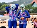 Facekinis form part of a thriving industry in China offering accessories to protect against ultraviolet (UV) rays. 