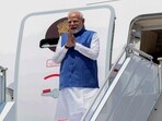 Prime Minister Narendra Modi gestures as he steps off the plane in Zagreb, Croatia, on June 18, 2025. Prime Minister Narendra Modi gestures as he steps off the plane in Zagreb, Croatia, on June 18, 2025.