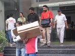The recoveries from the call centres being taken away, in IT Park, Sector 22, Panchkula. (Sant Arora/HT) The recoveries from the call centres being taken away, in IT Park, Sector 22, Panchkula. (Sant Arora/HT)