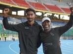 relays coach Jason Dawson (R) with Vishal TK. (Special Arrangement) relays coach Jason Dawson (R) with Vishal TK. (Special Arrangement)