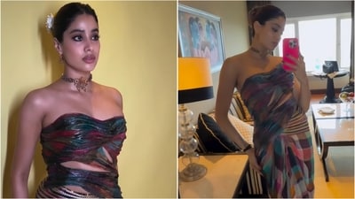 Janhvi Kapoor's neo-saree gown redefines Madras checks with a fashion-forward twist. (Instagram/@dietsabya) Janhvi Kapoor's neo-saree gown redefines Madras checks with a fashion-forward twist. (Instagram/@dietsabya)