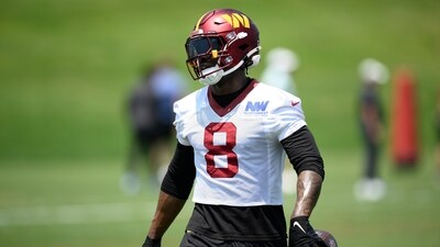 Washington Commanders running back Brian Robinson Jr. (8) works out during practice at NFL football minicamp (AP) Washington Commanders running back Brian Robinson Jr. (8) works out during practice at NFL football minicamp (AP)
