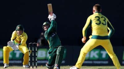 Matthew Breetzke in action during his innings of 88 against Australia. (AFP) Matthew Breetzke in action during his innings of 88 against Australia. (AFP)