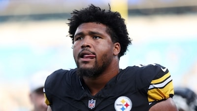 Pittsburgh Steelers defensive tackle Derrick Harmon suffered an injury vs Panthers (AP) Pittsburgh Steelers defensive tackle Derrick Harmon suffered an injury vs Panthers (AP)