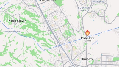 Map of Parks Fire near Dublin, CA. (Screengrab/ Watchduty) Map of Parks Fire near Dublin, CA. (Screengrab/ Watchduty)