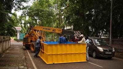 Navi Mumbai, India - Sept. 13, 2023:NMMC has constructed 139 artificial ponds in the city for eco-friendly Ganesh visarjan at Vashi in Navi Mumbai, India, on Wednesday, September 13, 2023. (Photo by Bachchan Kumar/ HT PHOTO) (HT PHOTO) Navi Mumbai, India - Sept. 13, 2023:NMMC has constructed 139 artificial ponds in the city for eco-friendly Ganesh visarjan at Vashi in Navi Mumbai, India, on Wednesday, September 13, 2023. (Photo by Bachchan Kumar/ HT PHOTO) (HT PHOTO)