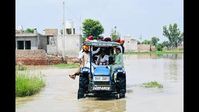 Panchayat minister Tarunpreet Singh Saund visited the flood-affected villages along the international border in Fazilka. (HT) Panchayat minister Tarunpreet Singh Saund visited the flood-affected villages along the international border in Fazilka. (HT)