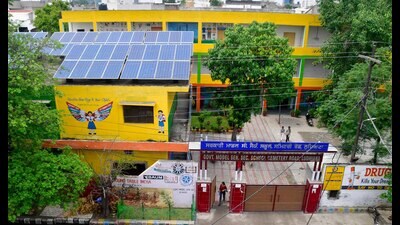 The installation of solar panels has helped government schools significantly reduce their electricity bills, say teachers. (HT Photo) The installation of solar panels has helped government schools significantly reduce their electricity bills, say teachers. (HT Photo)