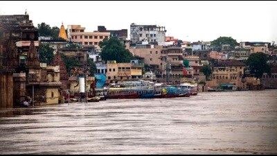 The swollen Ganga in Varanasi (HT File Photo) The swollen Ganga in Varanasi (HT File Photo)