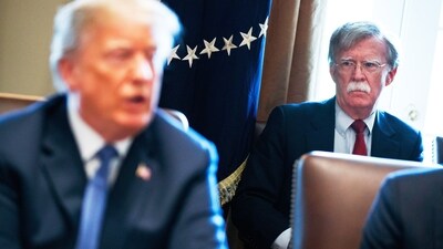 National security adviser John Bolton listens as President Donald Trump speaks during a cabinet meeting at the White House, April 9, 2018, in Washington. (File Photo/AP) National security adviser John Bolton listens as President Donald Trump speaks during a cabinet meeting at the White House, April 9, 2018, in Washington. (File Photo/AP)