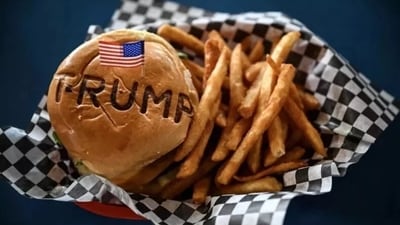 A burger at the Trump Burger restaurant, in Bellville, Texas, on April 19. RONALDO SCHEMIDT/AFP/GETTY A burger at the Trump Burger restaurant, in Bellville, Texas, on April 19. RONALDO SCHEMIDT/AFP/GETTY