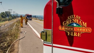 Portland Fire and Rescue noted that they were assisting Gresham Fire along with Clackamas Fire to fight the blaze near near 190th and San Rafael. (X/@greshamfiredept) Portland Fire and Rescue noted that they were assisting Gresham Fire along with Clackamas Fire to fight the blaze near near 190th and San Rafael. (X/@greshamfiredept)