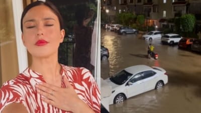 A Russian woman’s viral clip showed Gurgaon’s streets before and after rain. (Instagram/eliza_withluv) A Russian woman’s viral clip showed Gurgaon’s streets before and after rain. (Instagram/eliza_withluv)