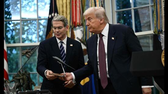 US treasury secretary Scott Bessent accused India of “profiteering” from the purchase of Russian oil. But he has also conceded that the Trump administration was taking a 10% mark up on all weapons sold to the Europeans who in turn are selling them to Ukraine. (AFP)