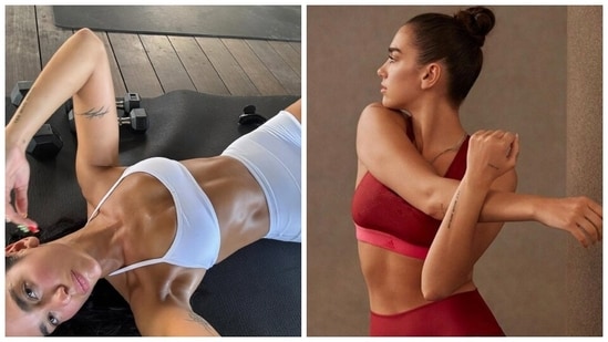 Dua Lipa maintains her physique with a dedicated workout schedule.