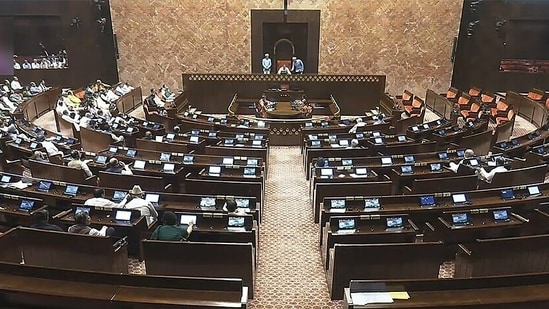 Proceeding of the Rajya Sabha underway during the Monsoon Session of Parliament on Wednesday (Sansad TV )