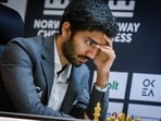 D Gukesh in action. D Gukesh in action.
