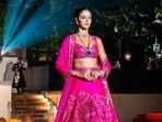 Ananya Panday's pink lehenga is by fashion designer Punit Balana. (Instagram/ Aryan khalmania) Ananya Panday's pink lehenga is by fashion designer Punit Balana. (Instagram/ Aryan khalmania)