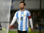 Lionel Messi reacts during a match. Lionel Messi reacts during a match.